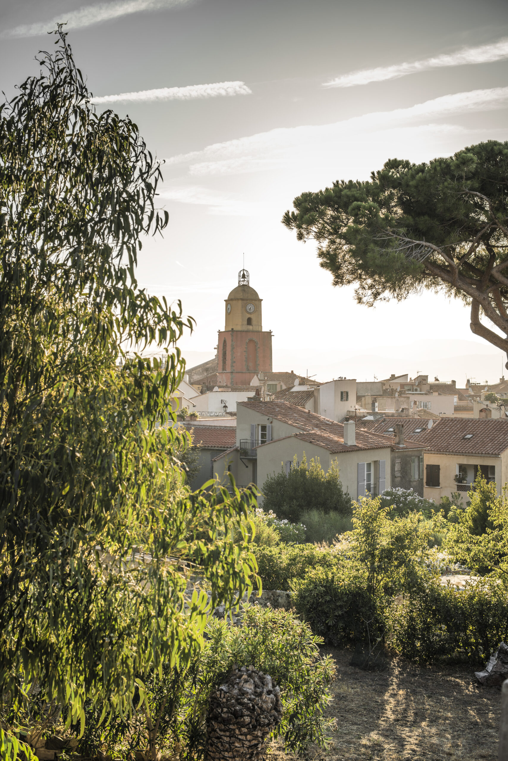 Saint-Tropez the clock tower on sunset.